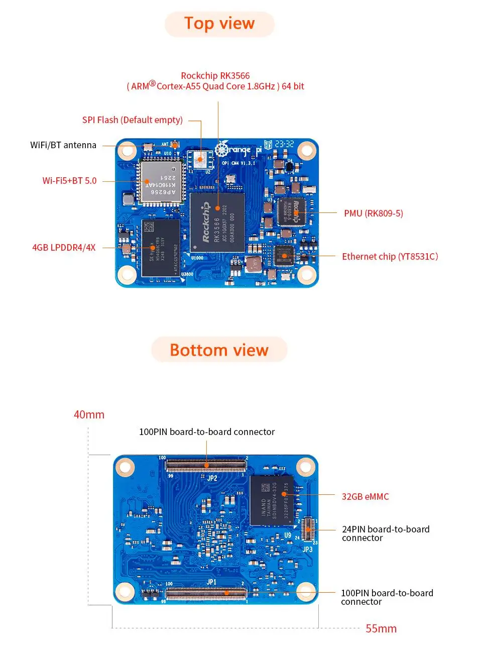 BoaMasMOrange Pi CM4 4GB RAM 3 - đánh giá và giá Compute Module 4 32Gb Wifi
